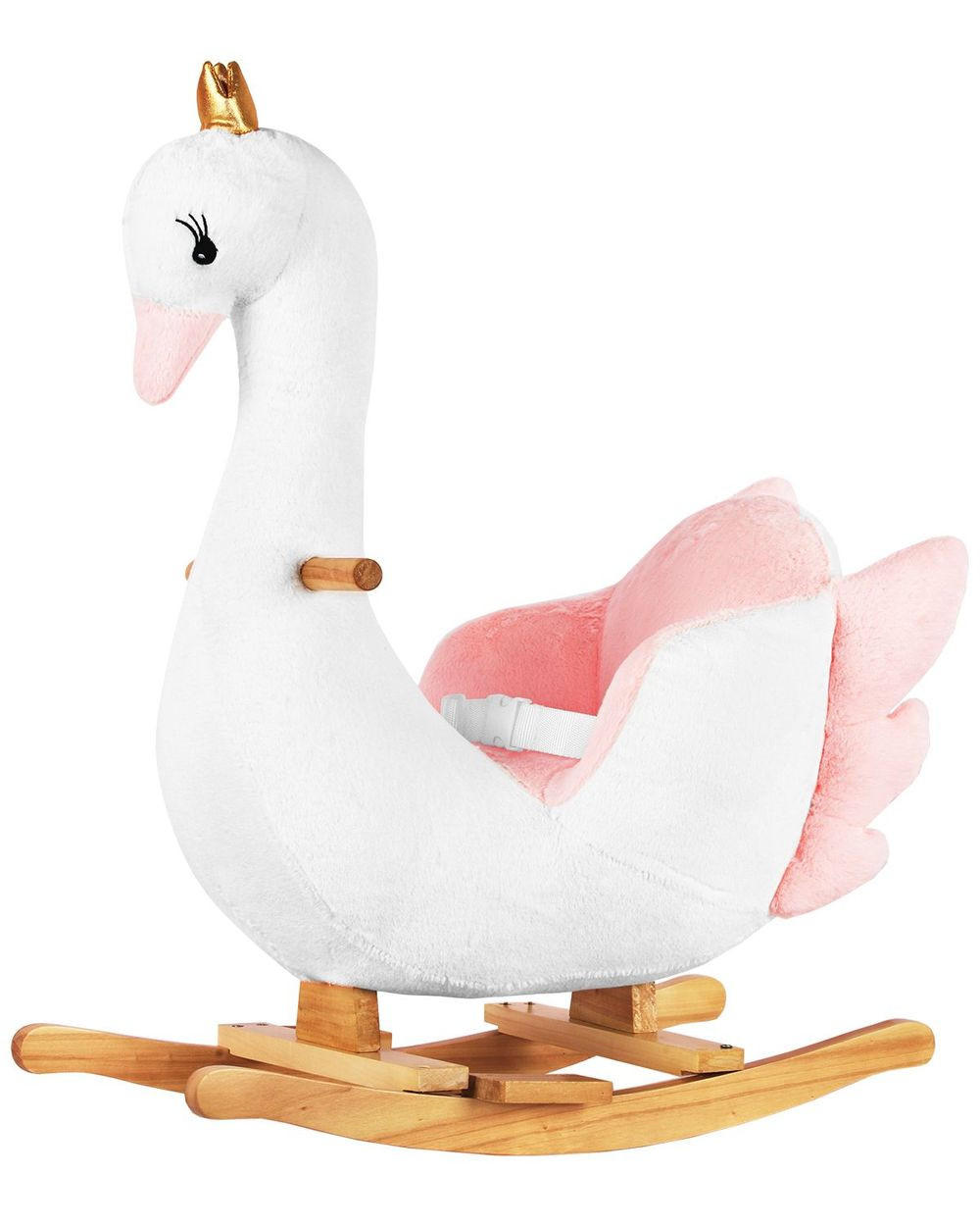 SCHAUKELTIER Schwan weiß Plüsch, Holzgriffe, Holzkufen, Rückenlehne, ab 12 Monate, bis 30 kg - Weiß, Textil (58/35/74cm) - Kikka boo