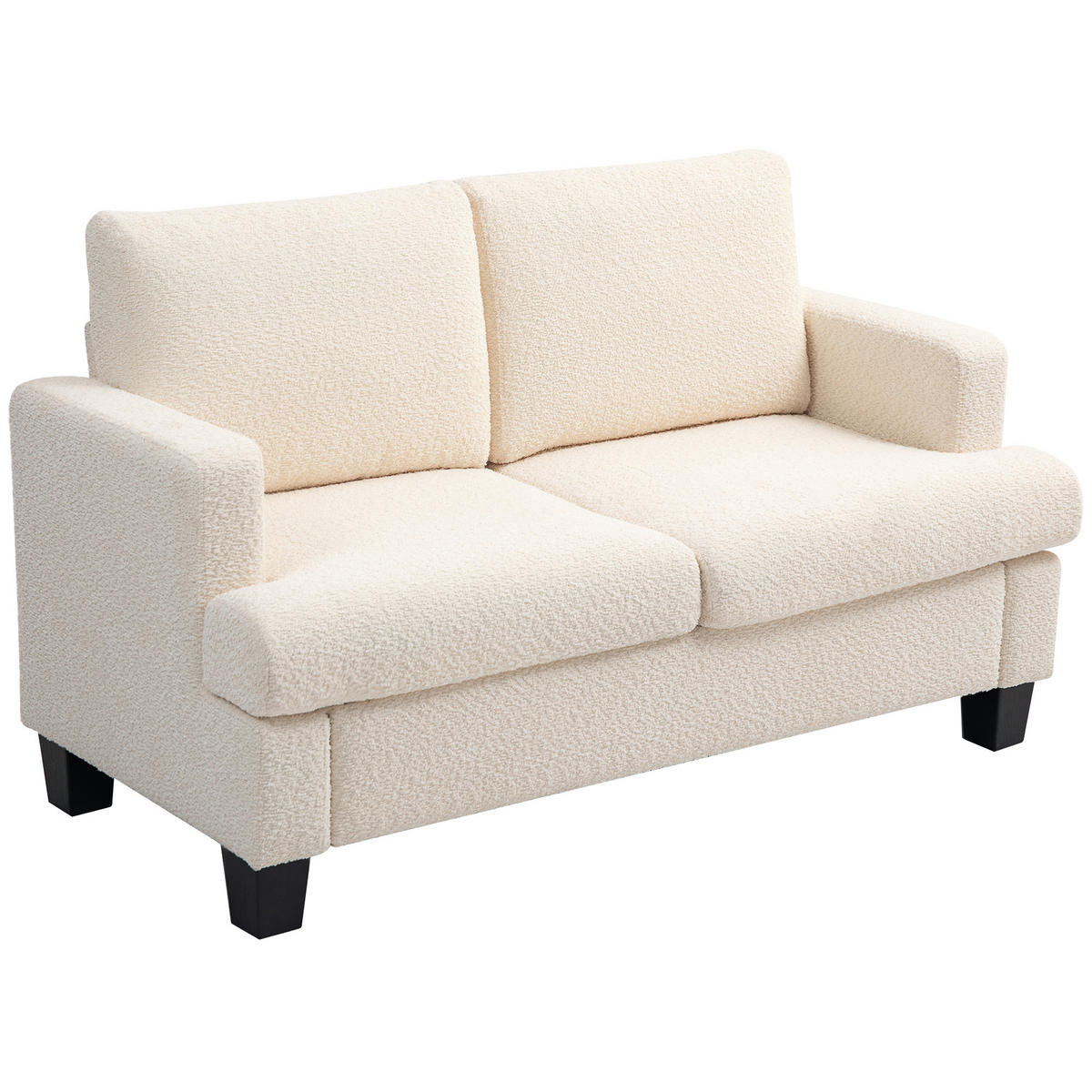 SOFA, 2-Sitzer, 120cm, Chenille-Bezug, abnehmbare Rückenkissen, beige - Multicolor, Holzwerkstoff (140/85/70cm) - FORIOUS