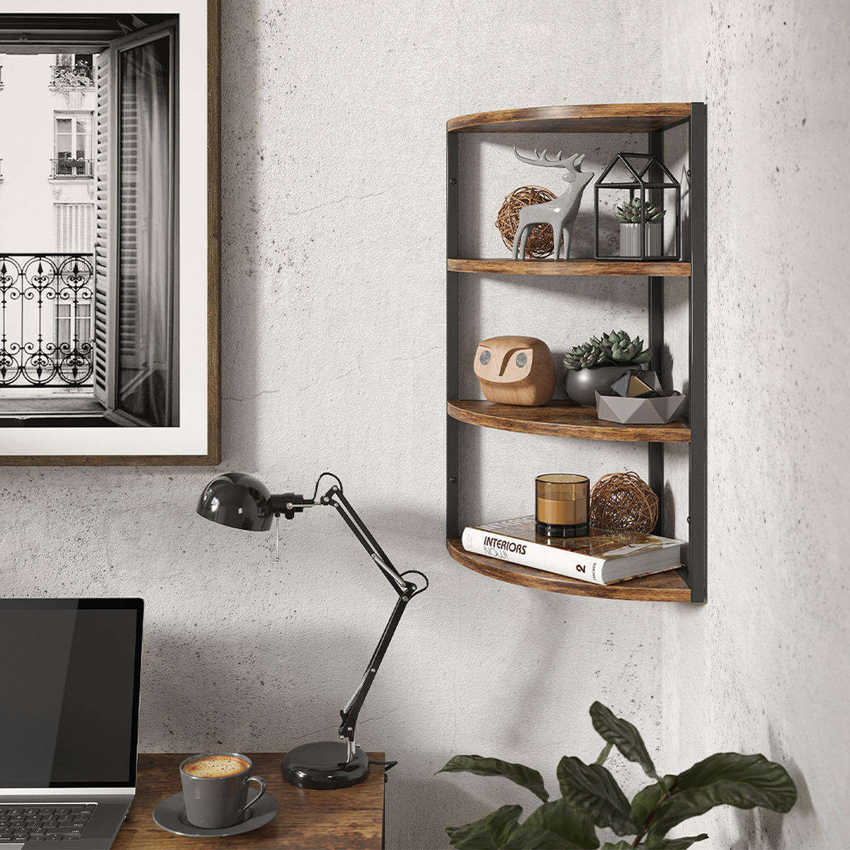 ECKREGAL Fyrk Antikholz 30 x 60 cm - Eichefarben/Schwarz, Holzwerkstoff (30/60/30cm) - Vicco