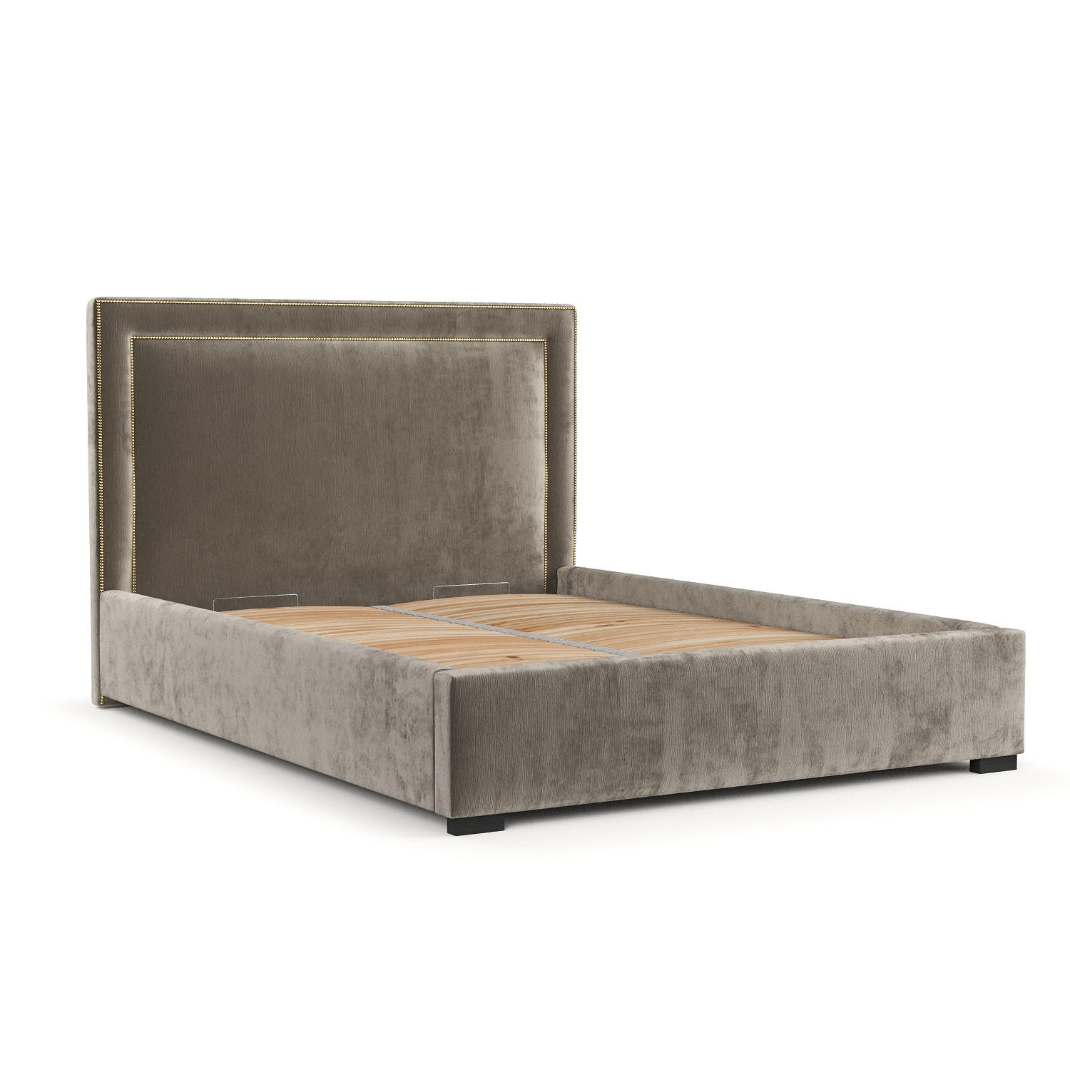 POLSTERBETT Como Beige 140/200 cm im Chenille-Stoff - Beige/Schwarz, Holz/Holzwerkstoff (140/200cm) - Maison de Reve