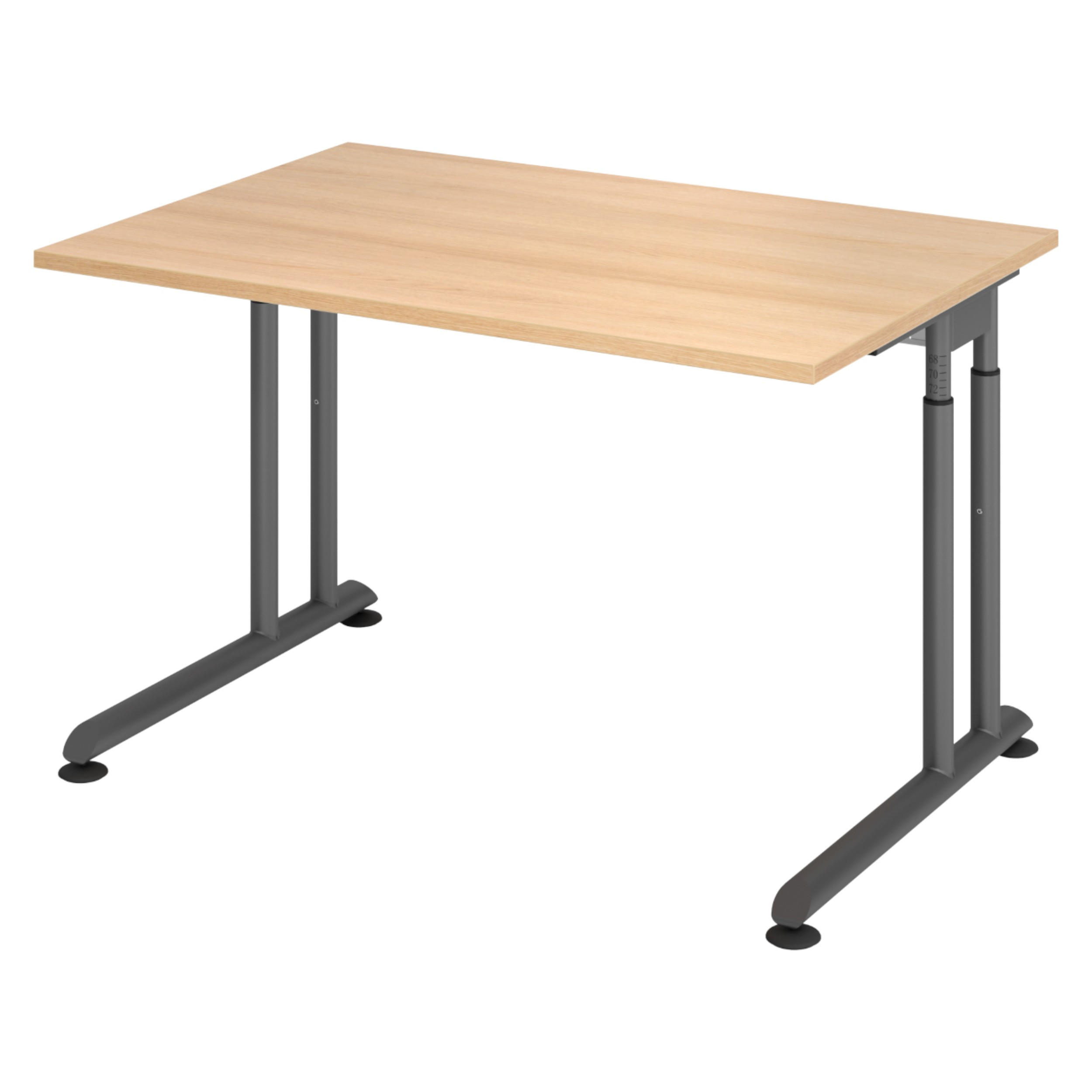 SCHREIBTISCH Serie-Z 80/120/74 cm in Eichefarben/Graphitfarben - Eichefarben/Graphitfarben, Holzwerkstoff (80/120/74cm) - bümö