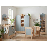 BABYZIMMER Mega-Set Roofy 6-tlg. 2-türig - Salbeigrün/Eichefarben, Leder/Holz (1/1/1cm) - arthur berndt