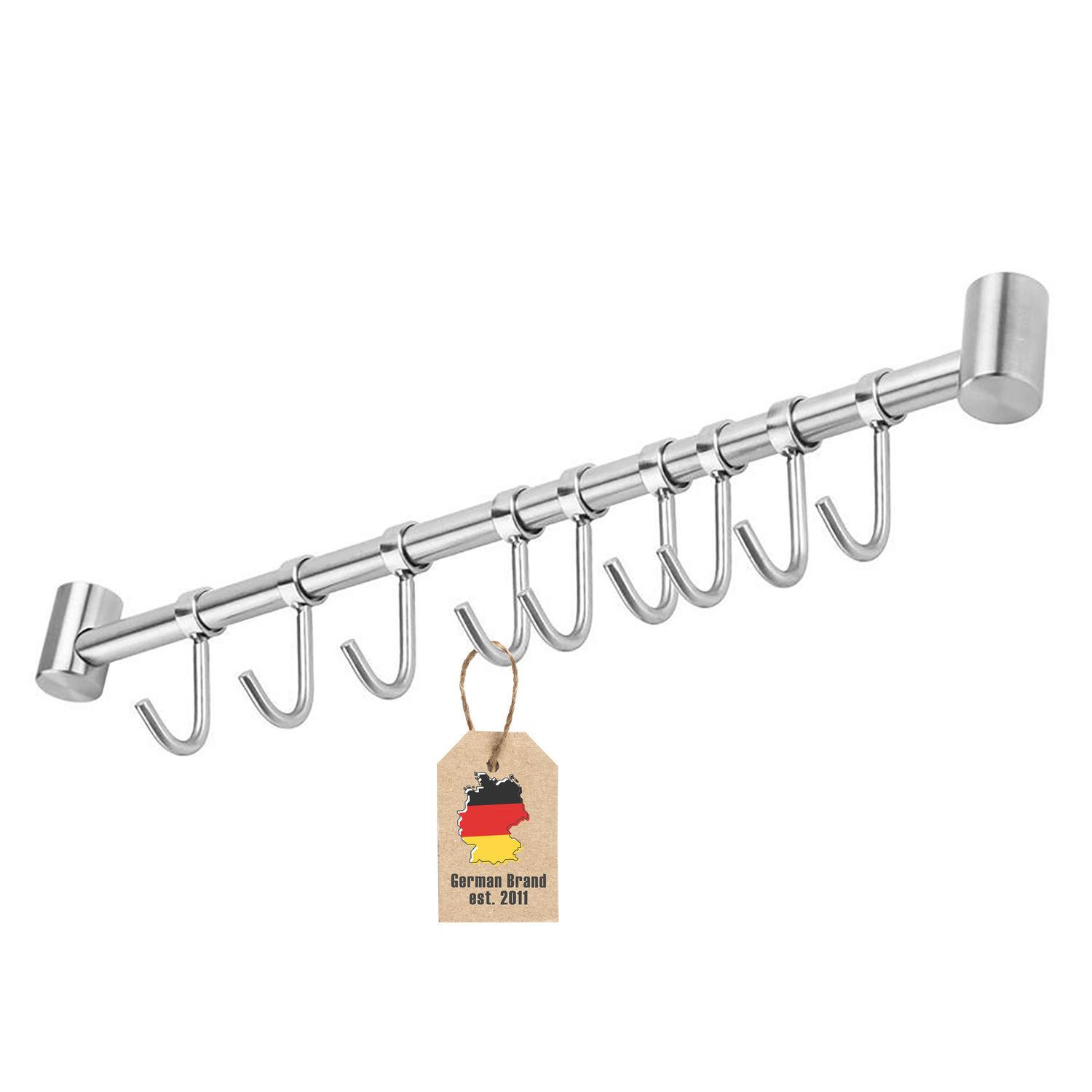 KÜCHEN HÄNGELEISTE mit 9 Haken - Silberfarben, Metall (3.4/2.2/49.8cm) - Intirilife