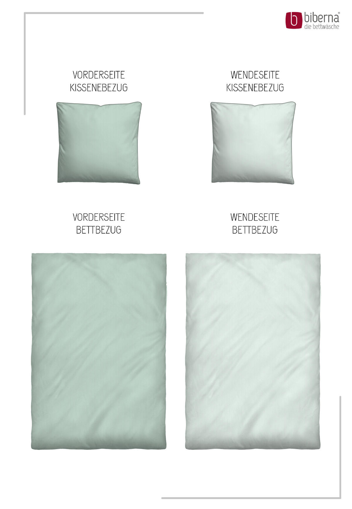 BETTWÄSCHE-GARNITUR Satin Feine Streifen salbei, 155x200 cm + 80x80 cm - Salbeigrün, Textil (155/200cm) - biberna
