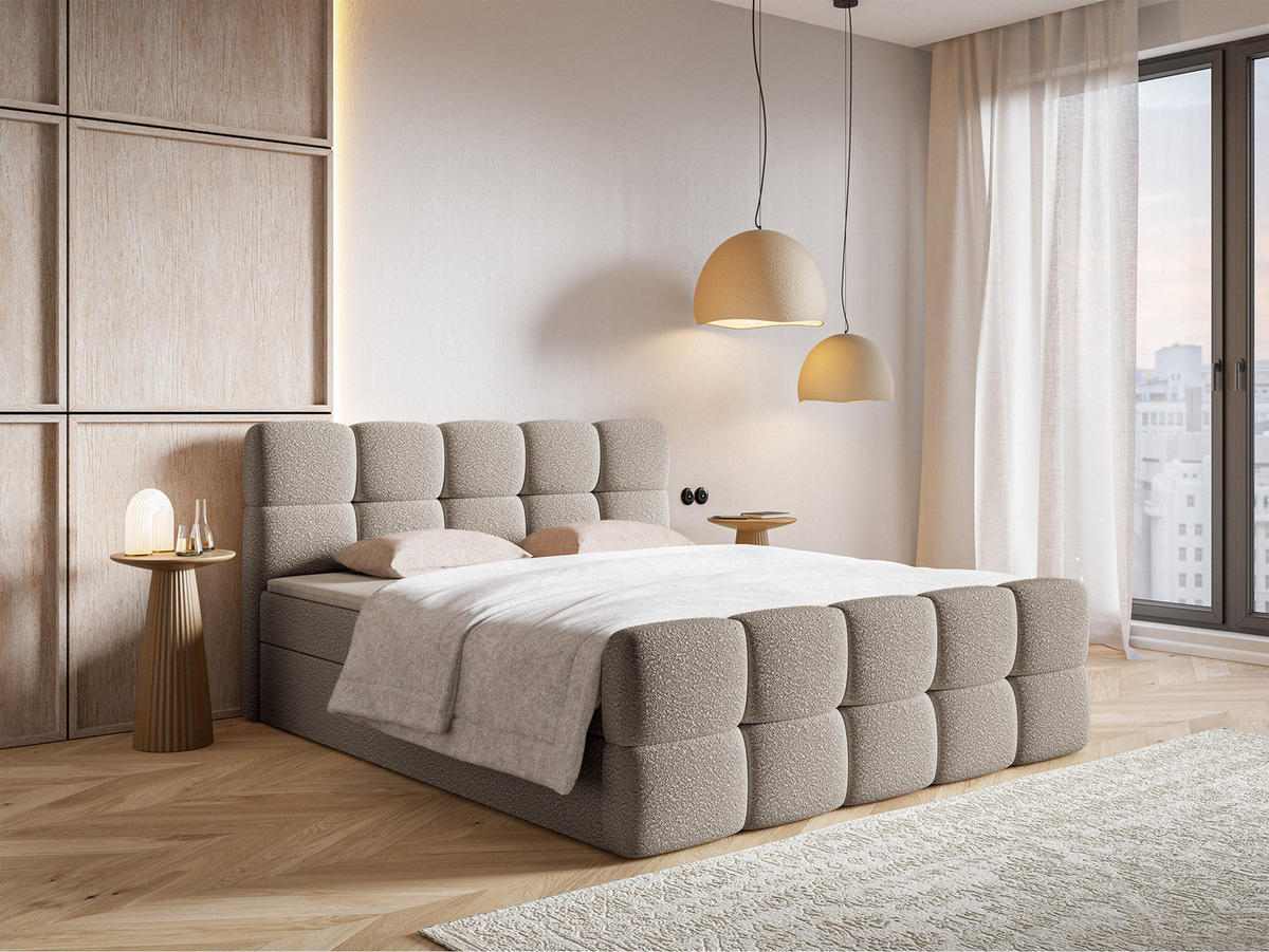 BOXBETT Cloudy Grau-Beige Boucle-Bezug 180/200 cm - Greige, Textil (180/200cm) - Selsey