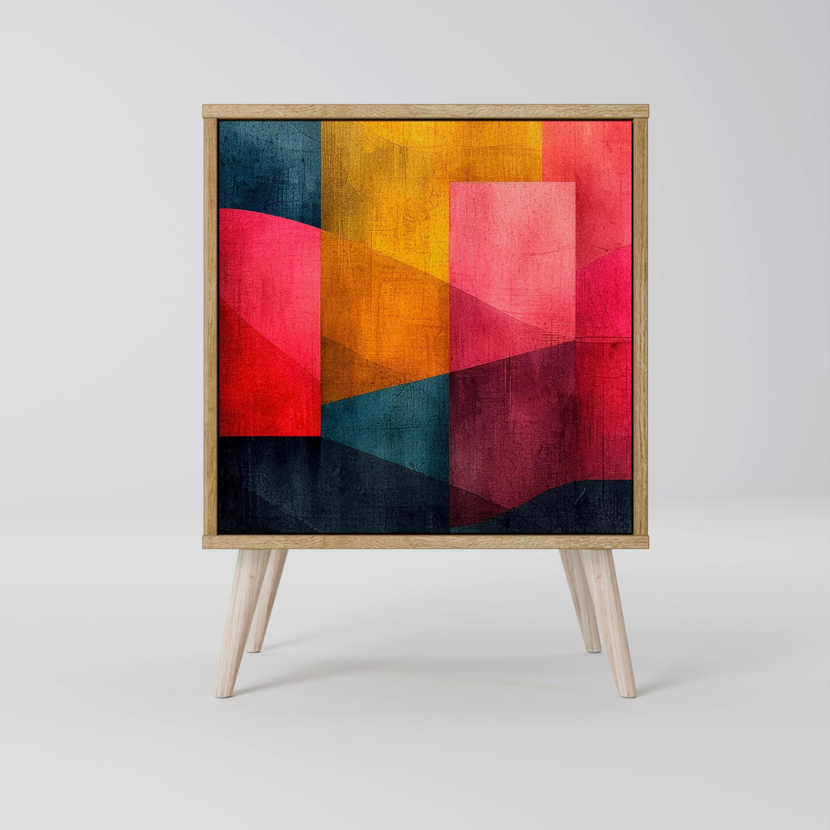 SIDEBOARD COLORFUL SOUNDS, Grau, 57,5x42x75,5 cm, Goldfarbene Metallfüße - Goldfarben/Multicolor, Holzwerkstoff/Metall (57.5/75.5/42cm) - SpaceRebels