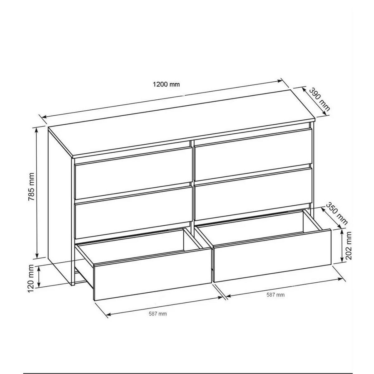 KOMMODE Lemon mit 6 Schubladen, 120 cm, Weiß matt - Weiß, Holzwerkstoff (120/78/39cm) - Beautysofa