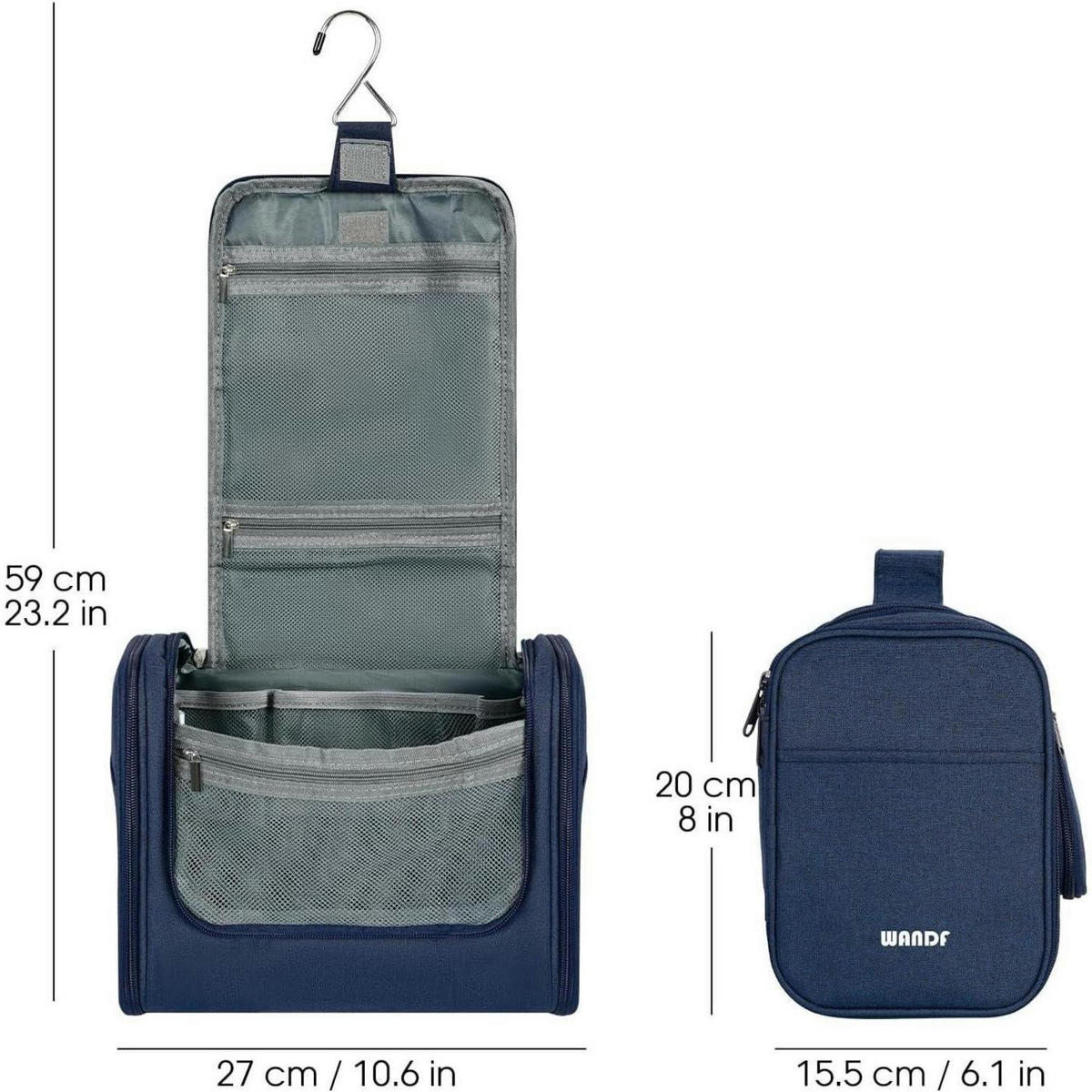 KULTURTASCHE zum Aufhängen Blau 27 x 15,5 x 59 cm - Blau, Textil (5/2/5cm)