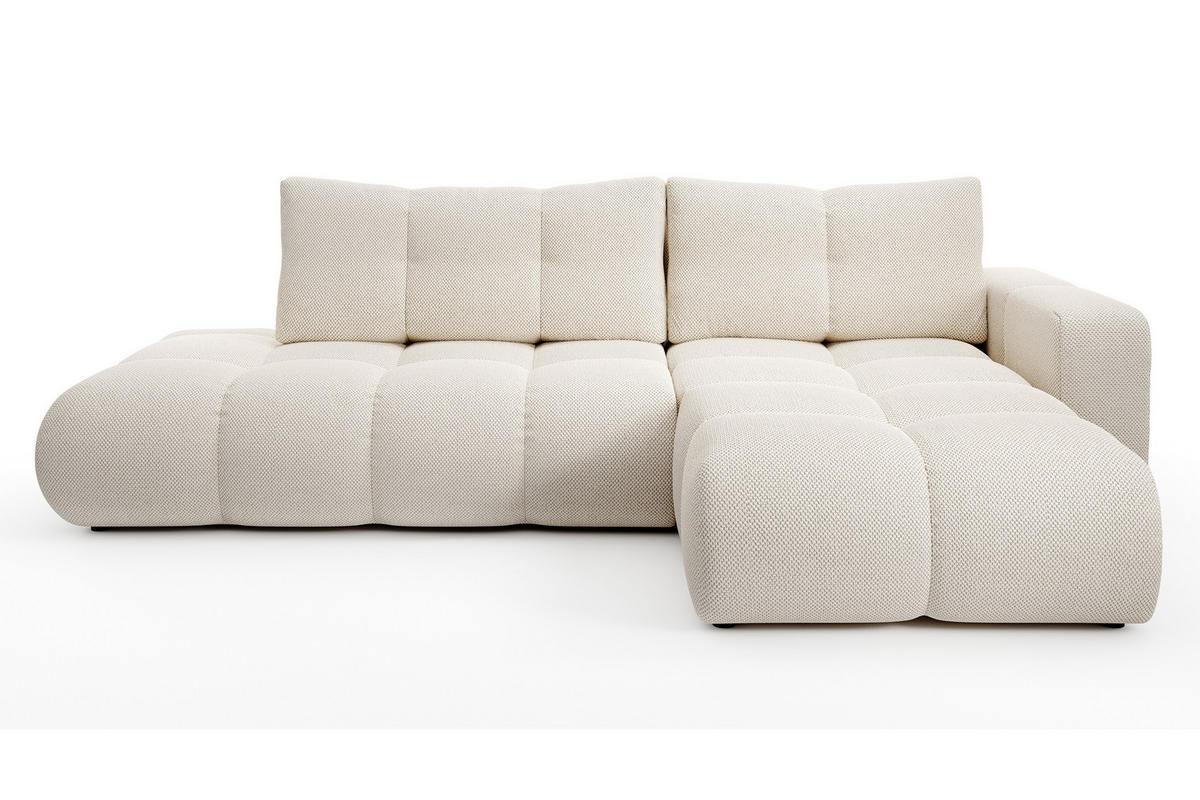ECKSOFA L Form Hosio Beige 286/177/88 cm Rechts mit Schlaffunktion - Beige/Schwarz, Kunststoff/Textil (286/177cm) - AX Living
