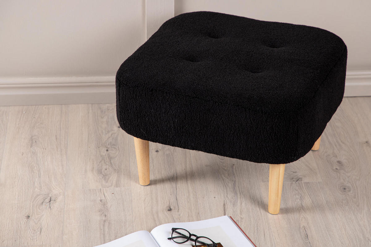 SITZPOUF SALINA Schwarz 60x60x28 cm - Schwarz, Textil (60/28/60cm) - FURNLUX