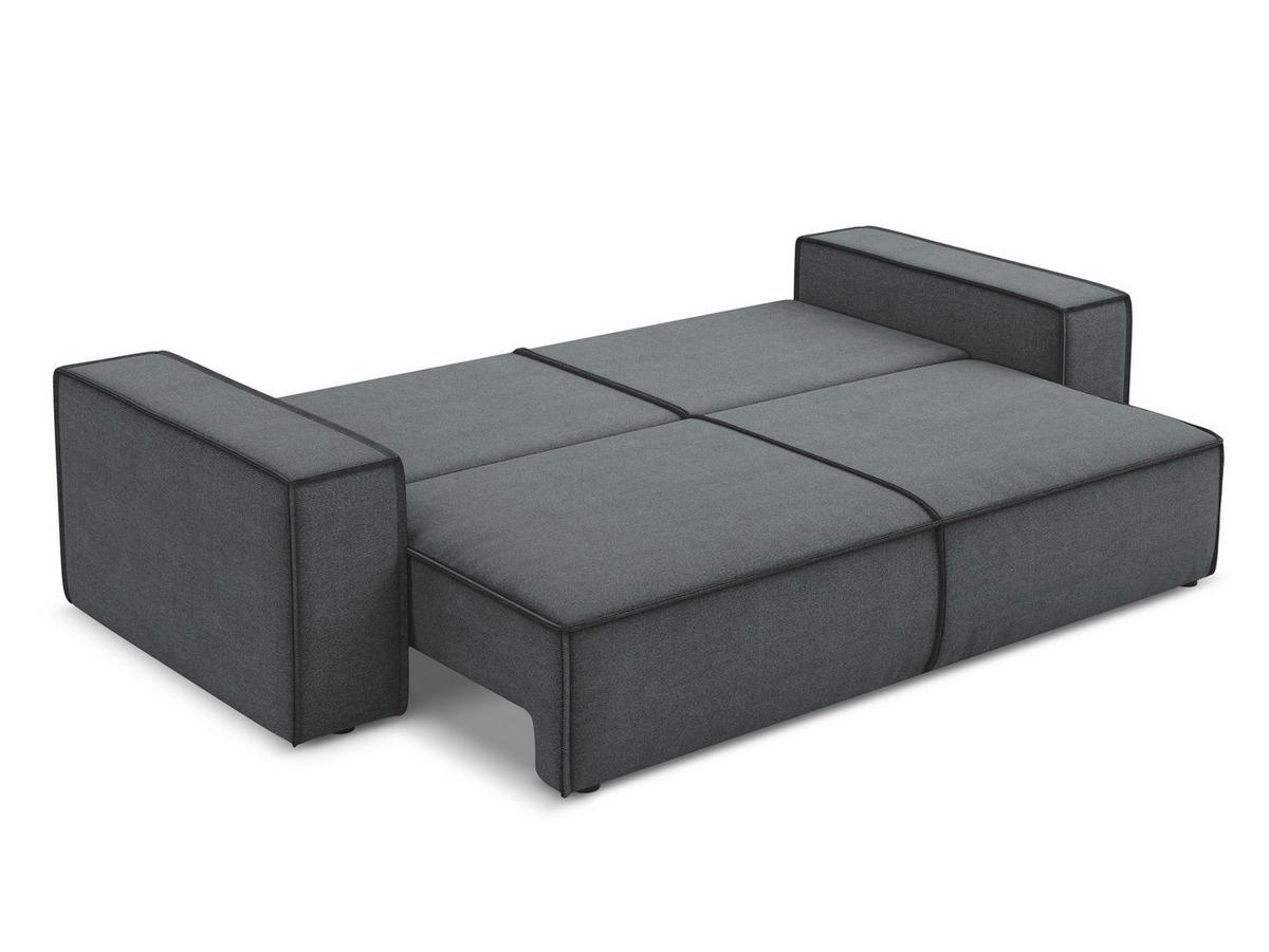 3-SITZER SOFA mit Schlaffunktion Strukturstoff Stoff Grau - Schwarz/Grau, Kunststoff/Textil (255/85/105cm) - Makamii