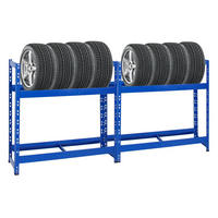 REIFENREGAL Tiger 2er-Set mit 2x 100x110x35 cm 150 kg Fachlast bis zu 16 Reifen mit Ebenen Blau - Blau, Metall (220/100/35cm) - PROREGAL