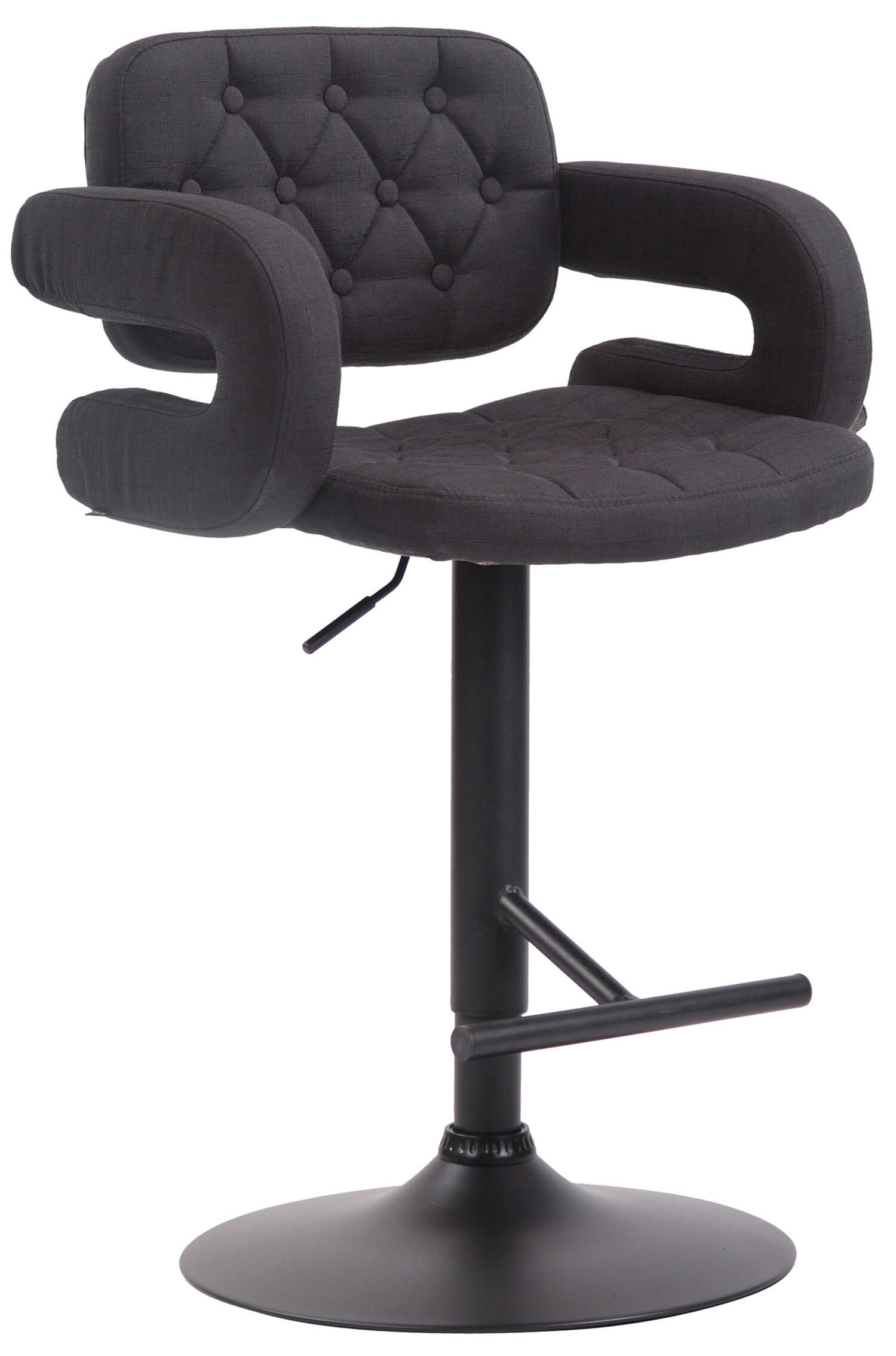 BARHOCKER Dubai, Gestell schwarz, Stoff schwarz, - Schwarz, Textil/Metall (52/100/55cm) - TPFLiving