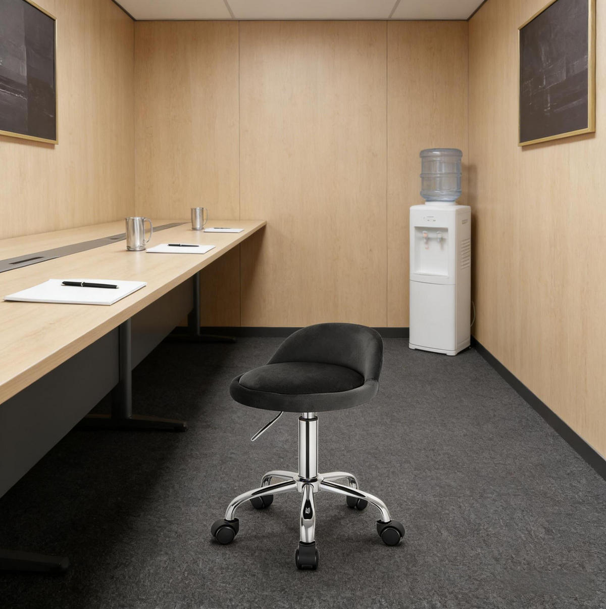 BÜROHOCKER höhenverstellbar drehbar Samt Dunkelgrau - Dunkelgrau, Metall (30/65.5/30cm) - Meubliv