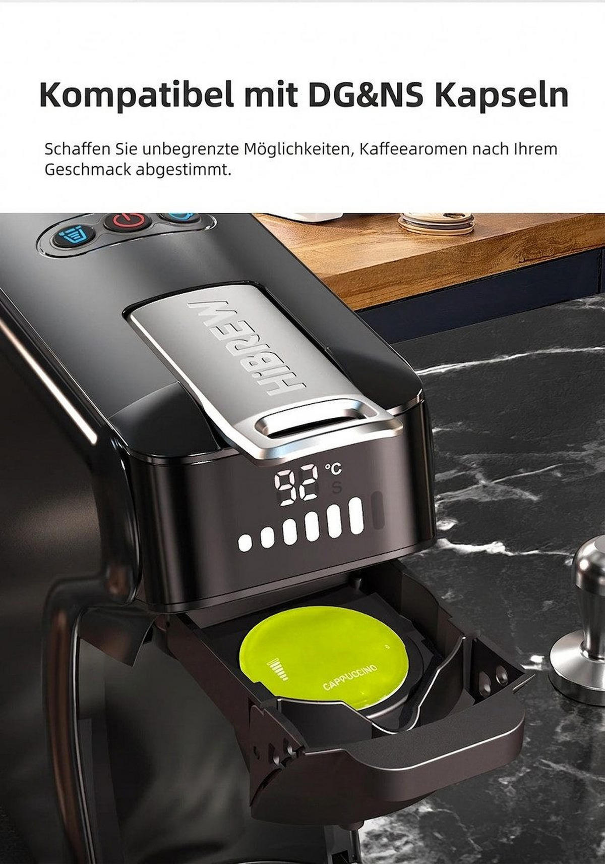 FILTERKAFFEEMASCHINE 6-in-1 20 Bar Edelstahlfilter Espresso-Extraktion - Schwarz, Metall (11/26/26cm) - BEXEVUE