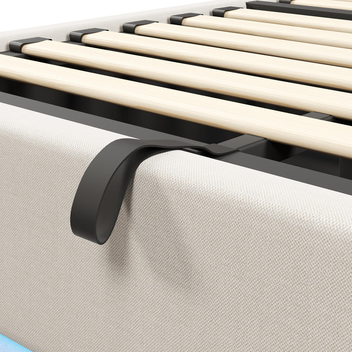 POLSTERBETT 140/200 mit Hydraulik-Stauraum, Aufbewahrungsfach und gepolstertem Kopfteil in Beige - Beige, Holzwerkstoff/Textil (140/200cm) - EVRYAE