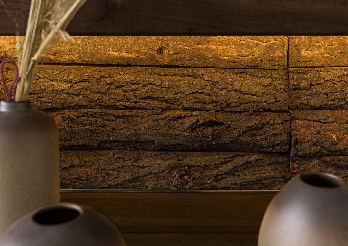 WANDREGAL Akazie 145x30x27 dunkelbraun lackiert BARK #205 - Dunkelbraun, Holz (145/27/30cm) - Massivmoebel24