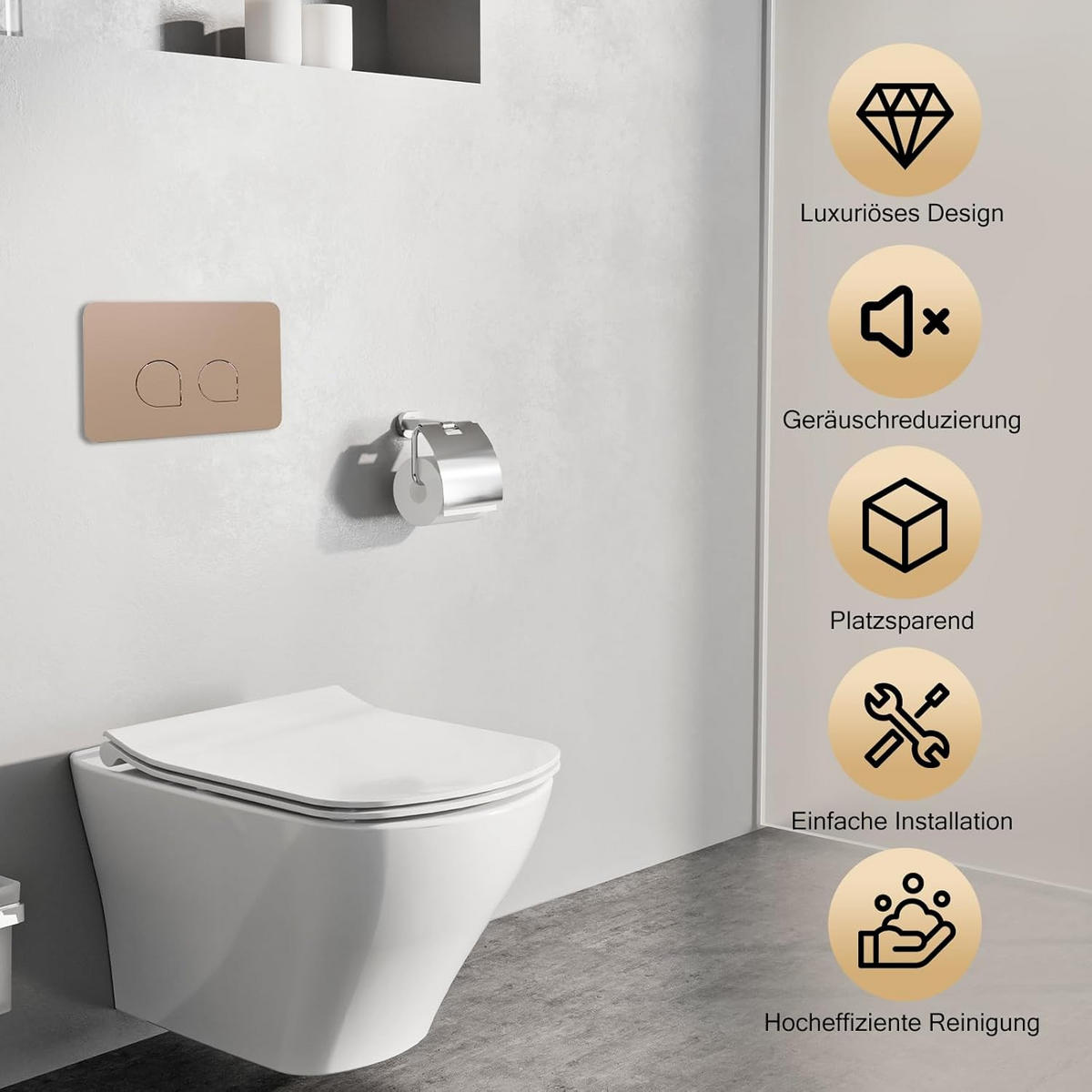 WC-SPÜLTASTE – Kompatibel mit Geberit Sigma-Serien 01, 20 und 30 – Khaki - Braun, Metall (31/5.5/18.5cm)