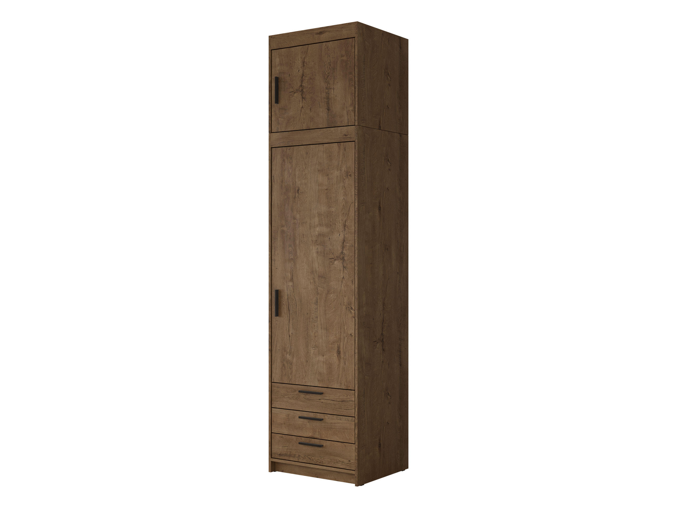 KLEIDERSCHRANK Elena 1D3S + Schrankaufsatz - Eichefarben/Schwarz, Holzwerkstoff/Kunststoff (60/246/53cm) - MIRJAN24