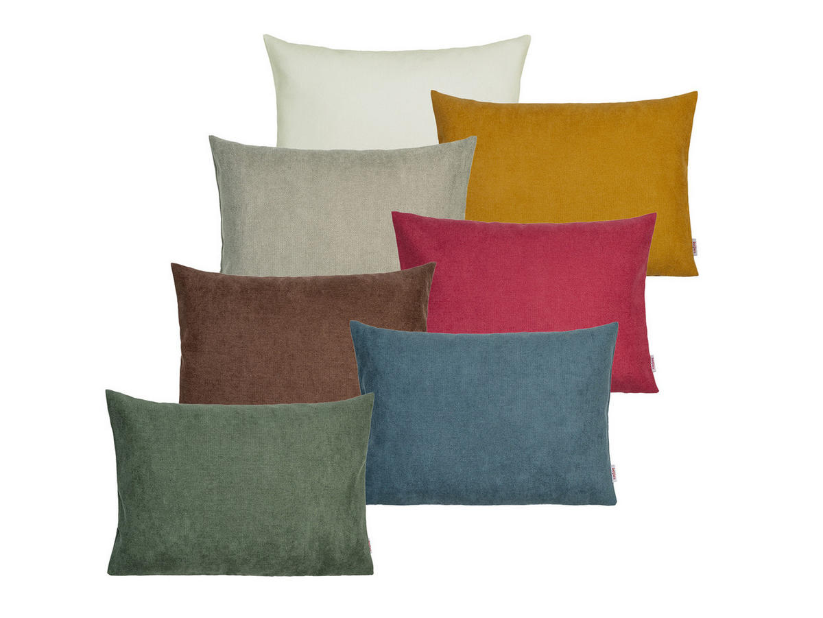 KISSENHÜLLE FarbTon Chenille-Haptik himbeer-rot 35/25 cm - Rot, Textil (25/35cm) - beties Heimtextil