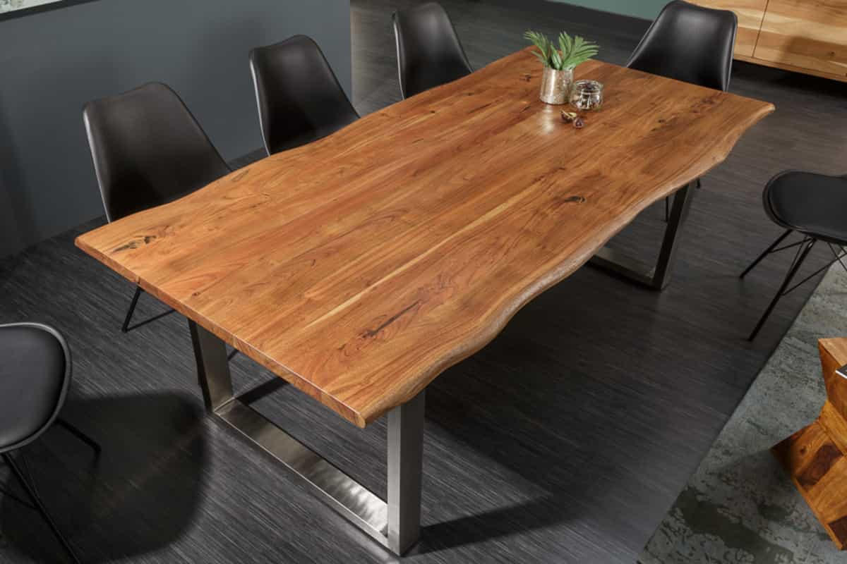 ESSTISCH MAMMUT NATURE Akazie 160cm - Silberfarben/Braun, Holz/Metall (90/160/75cm) - riess-ambiente