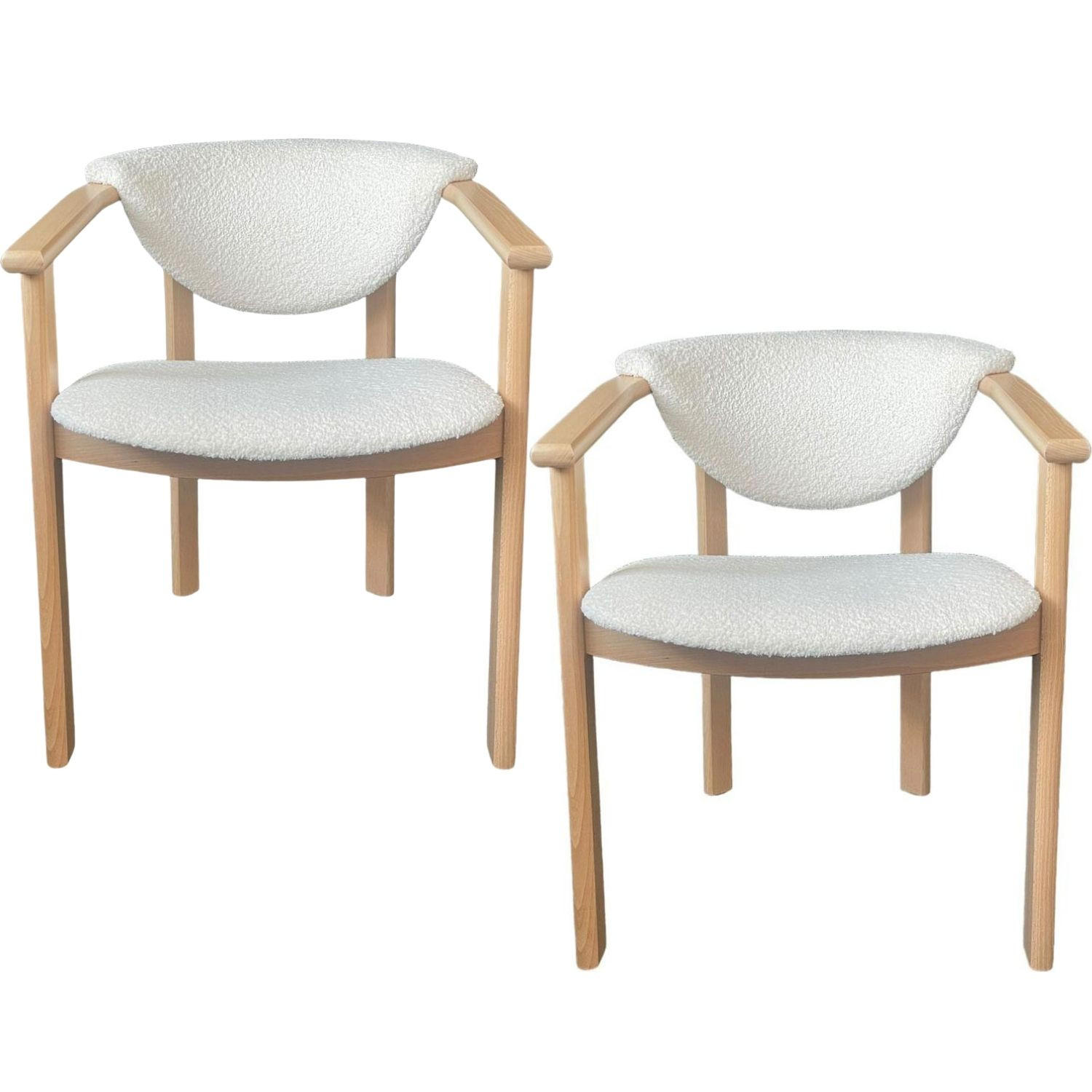 ESSZIMMERSTUHL KALLA 2er Set in Creme Boucle, massives Buchenholz 58/60/74 cm - Hellbraun/Creme, Holz/Textil (58/72/47cm) - WFL GROUP