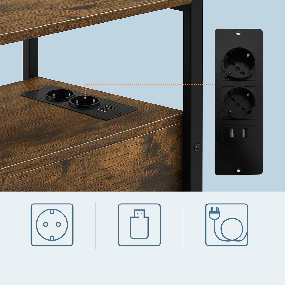 BEISTELLTISCH - Braun, Holzwerkstoff/Metall (60/35/61cm) - Relaxdays