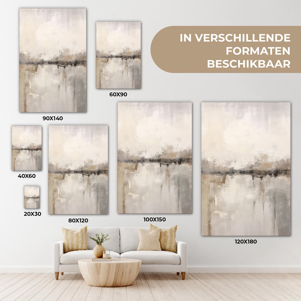 OBRAZ NA PLÁTNĚ Moderní umění - Abstraktní - Béžová 60x90 cm - béžová, textil (60/90cm) - MuchoWow