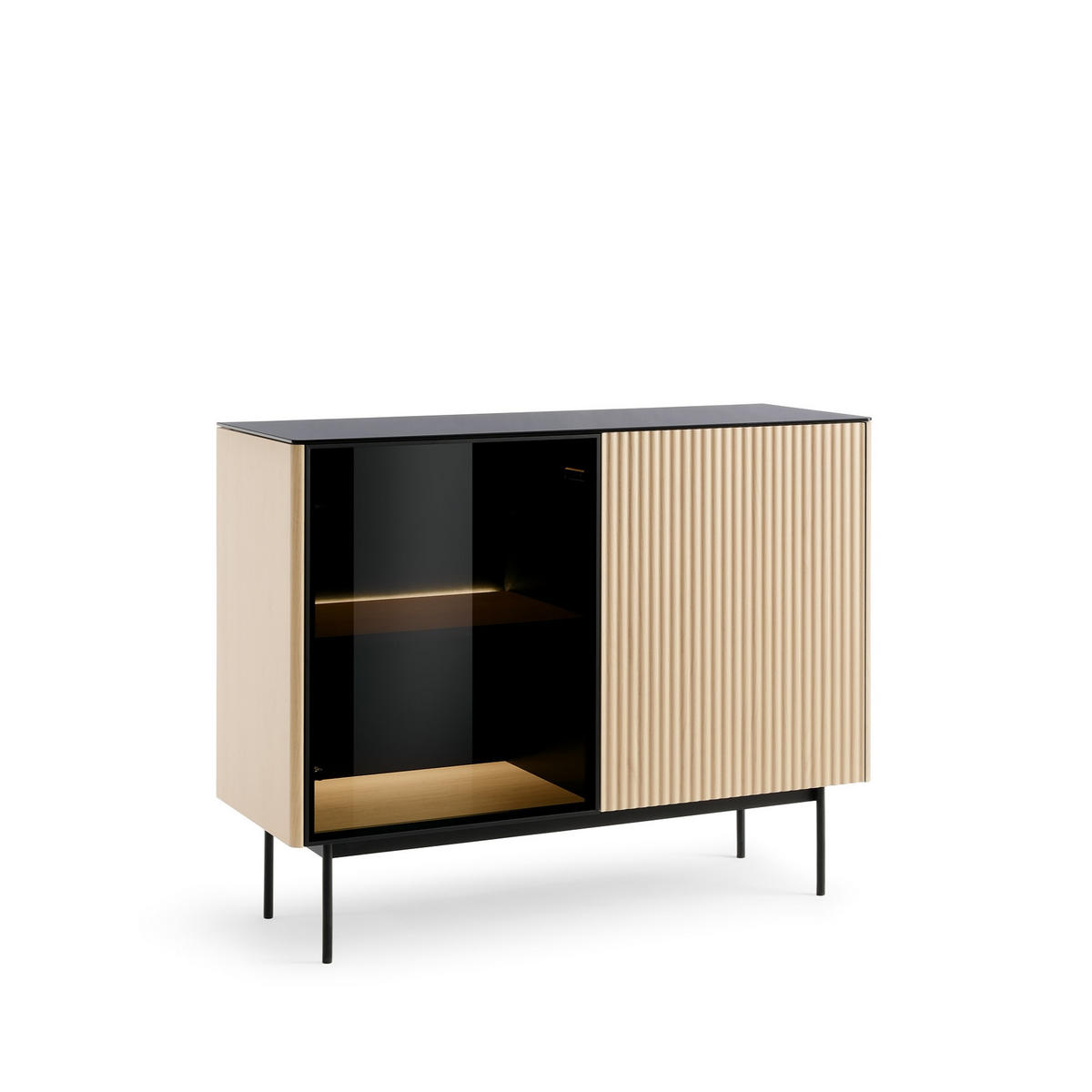 SIDEBOARD VELLUTO 107x39x84 cm mit 2 Türen Eichefarben - Braun, Holzwerkstoff (107/84/39cm) - MASSENO