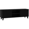 LOWBOARD Home mit 2 Türen und Lamellen, ohne Griffe, Schwarz - Schwarz, Holzwerkstoff (150/50/40cm) - Beautysofa