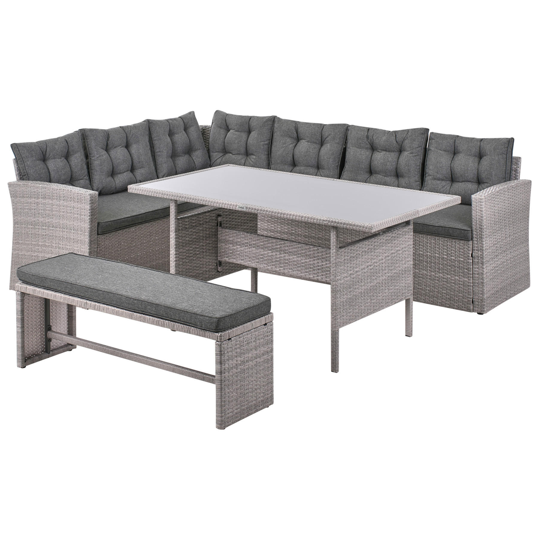 LOUNGE-SET 8-Sitzer grau Viterbo - Hellgrau, Kunststoff - Beliani