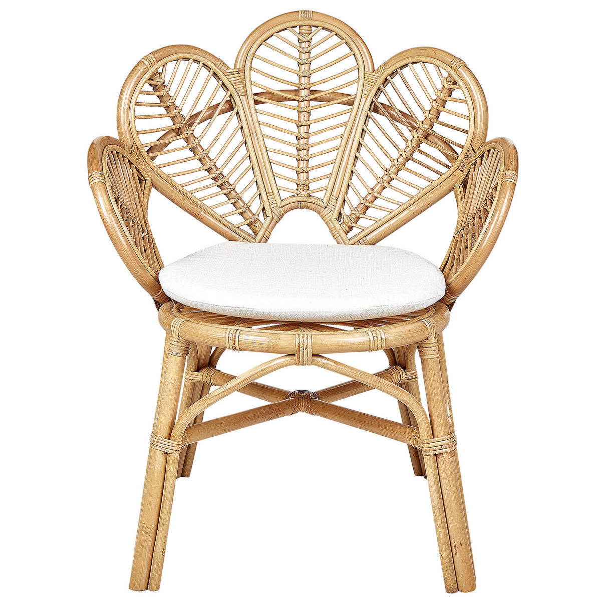 RATTANSTUHL natürlich Pfauform Florentine II - Naturfarben, Naturmaterialien (74/88/61cm) - Beliani