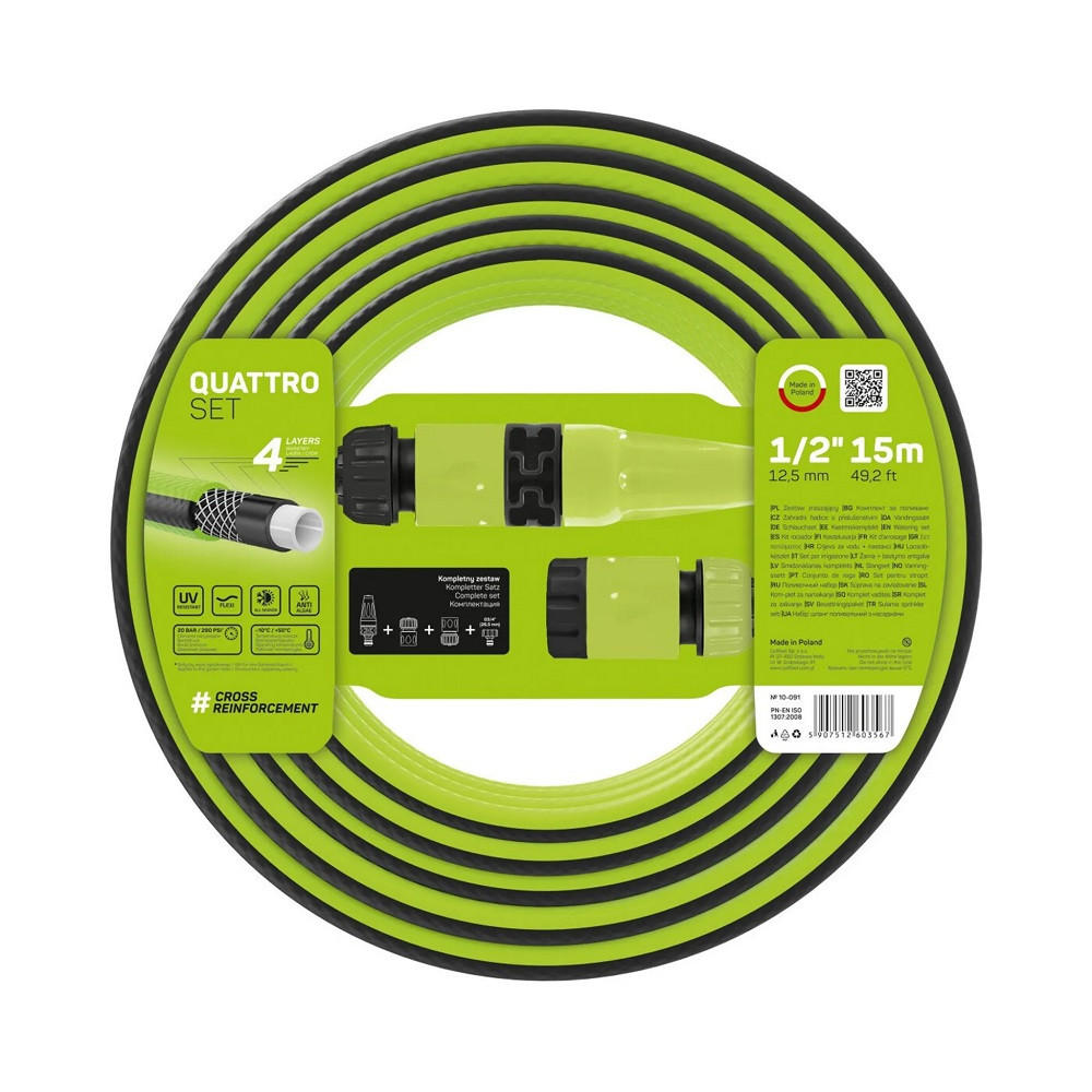 BEWÄSSERUNGSSATZ QUATTRO 1/2" 15 m - Transparent, Kunststoff (1500cm) - Cellfast