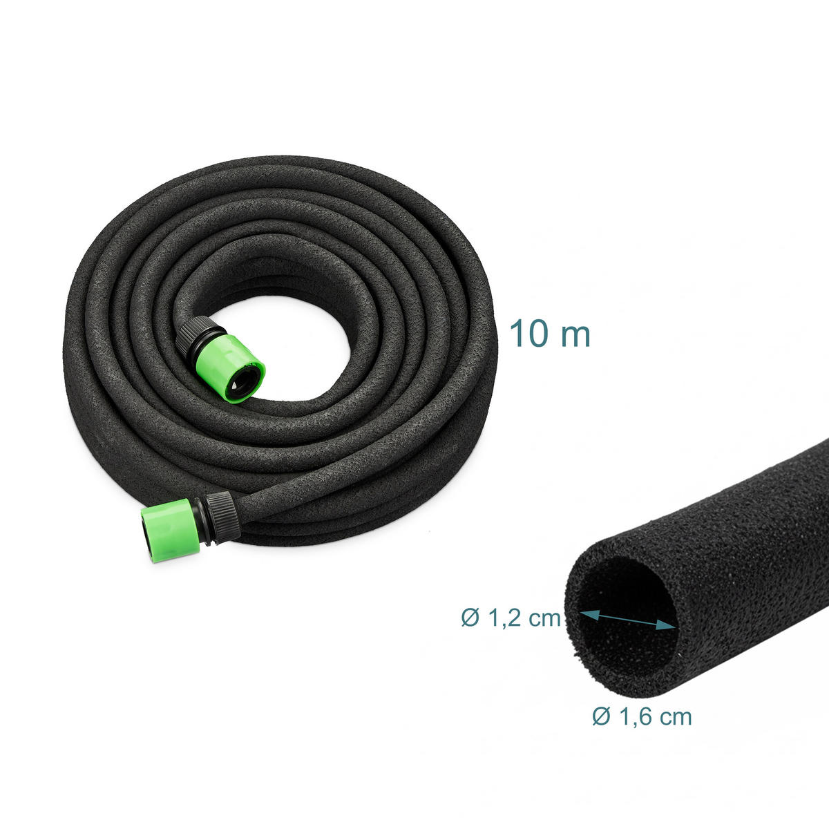 TROPFSCHLAUCH - Schwarz, Kunststoff/Metall (1000cm) - Relaxdays