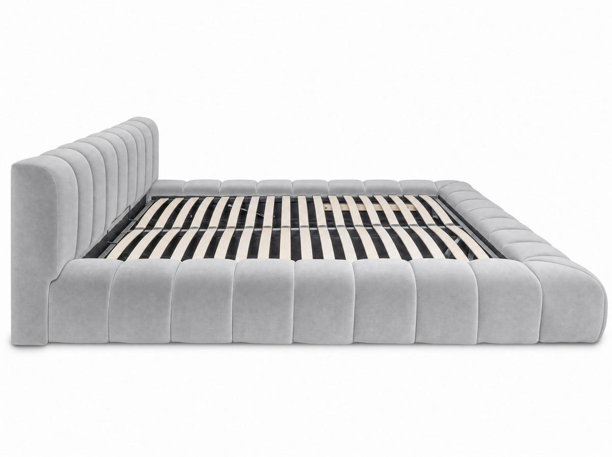 POLSTERBETT Adore Hellgrau 160/200 cm Samt mit Bettkasten - Hellgrau, Textil/Metall (160/200cm) - wonello