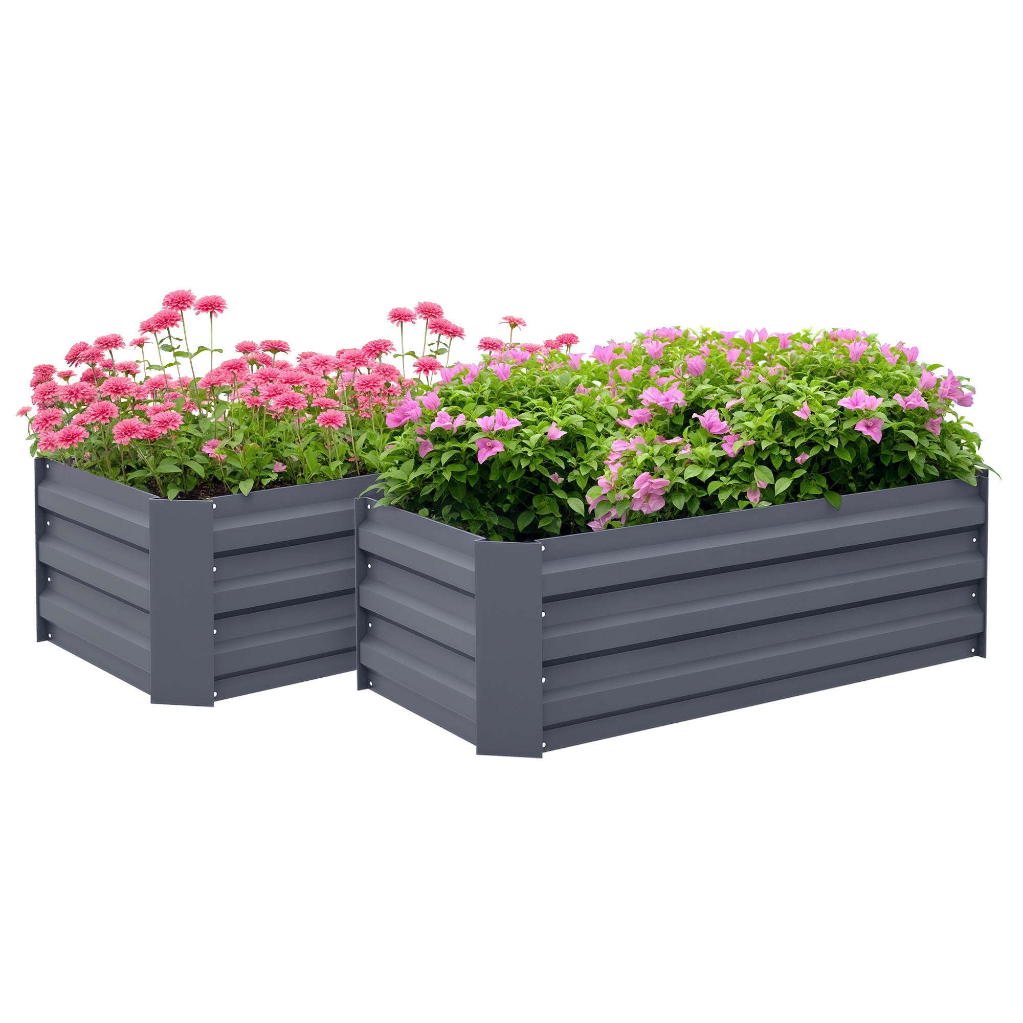 HOCHBEET-SET DE-12142 2er-Set 100/50/30 cm Grau - Grau, Metall (100/30/50cm) - ComfortXL