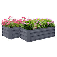 HOCHBEET-SET DE-12142 2er-Set 100/50/30 cm Grau - Grau, Metall (100/30/50cm) - ComfortXL