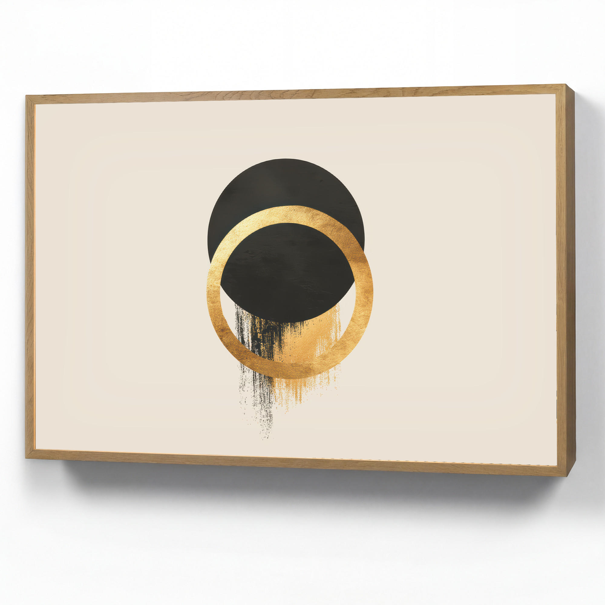 OnlyWow NÁSTĚNNÁ LAMPA S AKUMULÁTOREM Abstraktní design - Černý kruh - Skvrny od barvy 100x70 cm