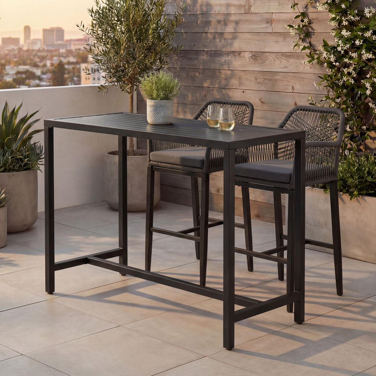 STEHTISCH hranatý - sivá, kov (65/130/105cm) - MCW