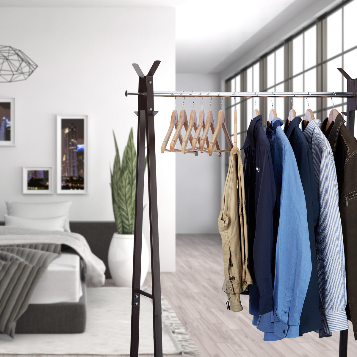 SÚPRAVA vešiakov - svetlohnedá, kov/drevo (44.5/22.5/1.3cm) - Relaxdays