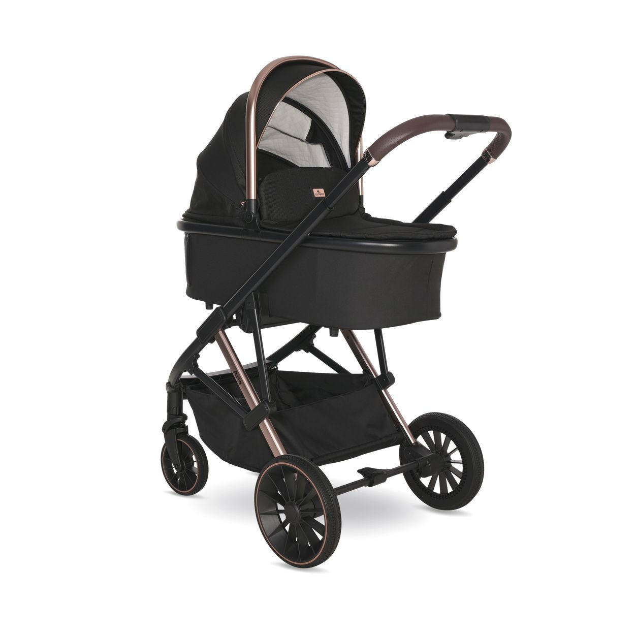 KOMBIKINDERWAGEN Aria 2 in 1 schwarz Babywanne, Sportsitz umkehrbar, faltbar - Schwarz, Metall (85/44/122cm) - Lorelli