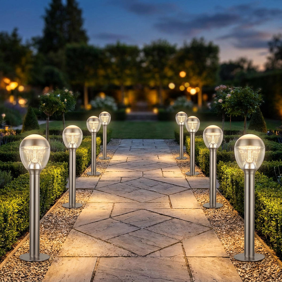 LED AUSSENLEUCHTE Callisto Edelstahl Silber - Silberfarben, Metall (17/17/59cm) - Globo Lighting