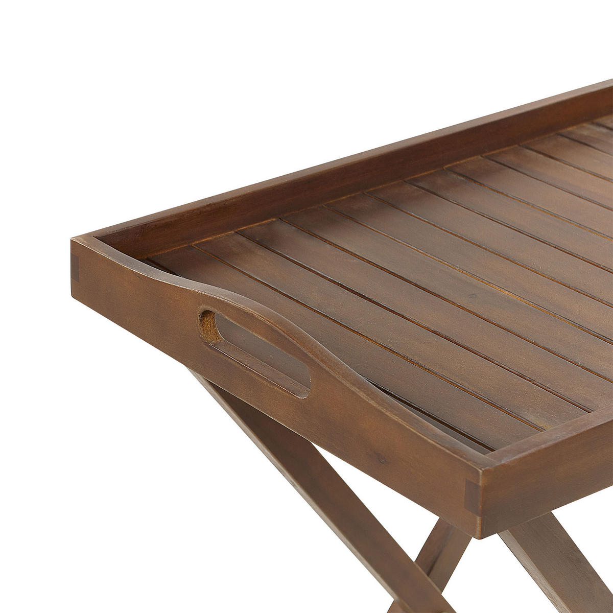 GARTENTISCH Massivholz Dunkler Holzfarbton Amantea - Dunkelbraun, Holz (68/45/73cm) - Beliani