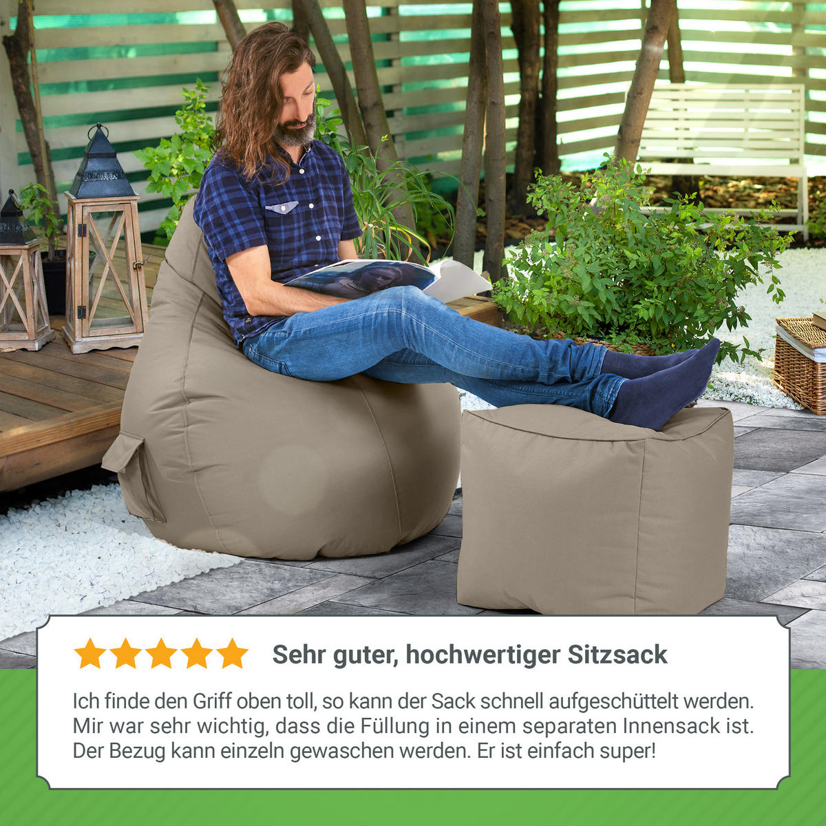 SITZSACK Lounge Chair "Cozy" 80x70x90cm - Braun, Textil (70/90/80cm) - Green Bean
