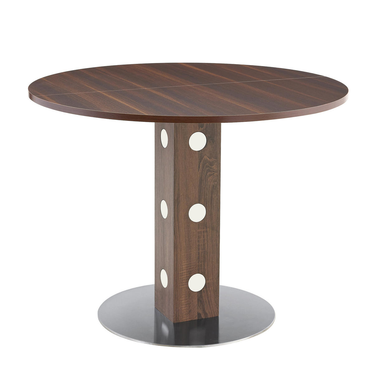 ESSTISCH aus MDF und Metall 100x100x76 cm Walnussfarben rund, pflegeleicht und vielseitig - Walnussfarben, Holzwerkstoff (100/100/76cm) - Modfu
