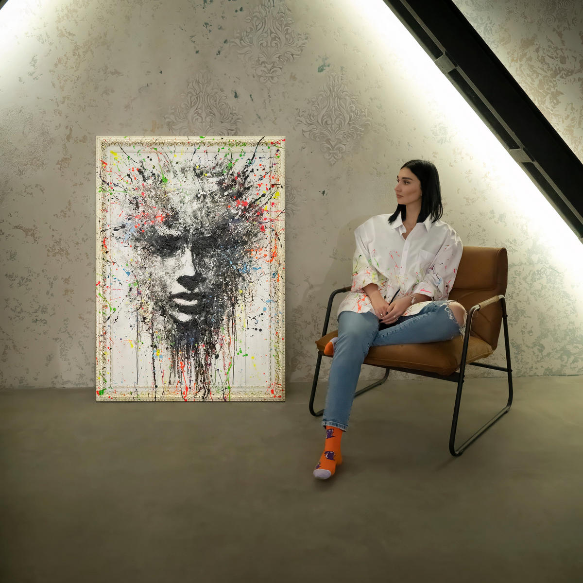GEMÄLDE Ätherisches Bild Schattenfugenrahmen Weiß 140x100 cm - Weiß, Holz (140/100cm) - YS-art gallery