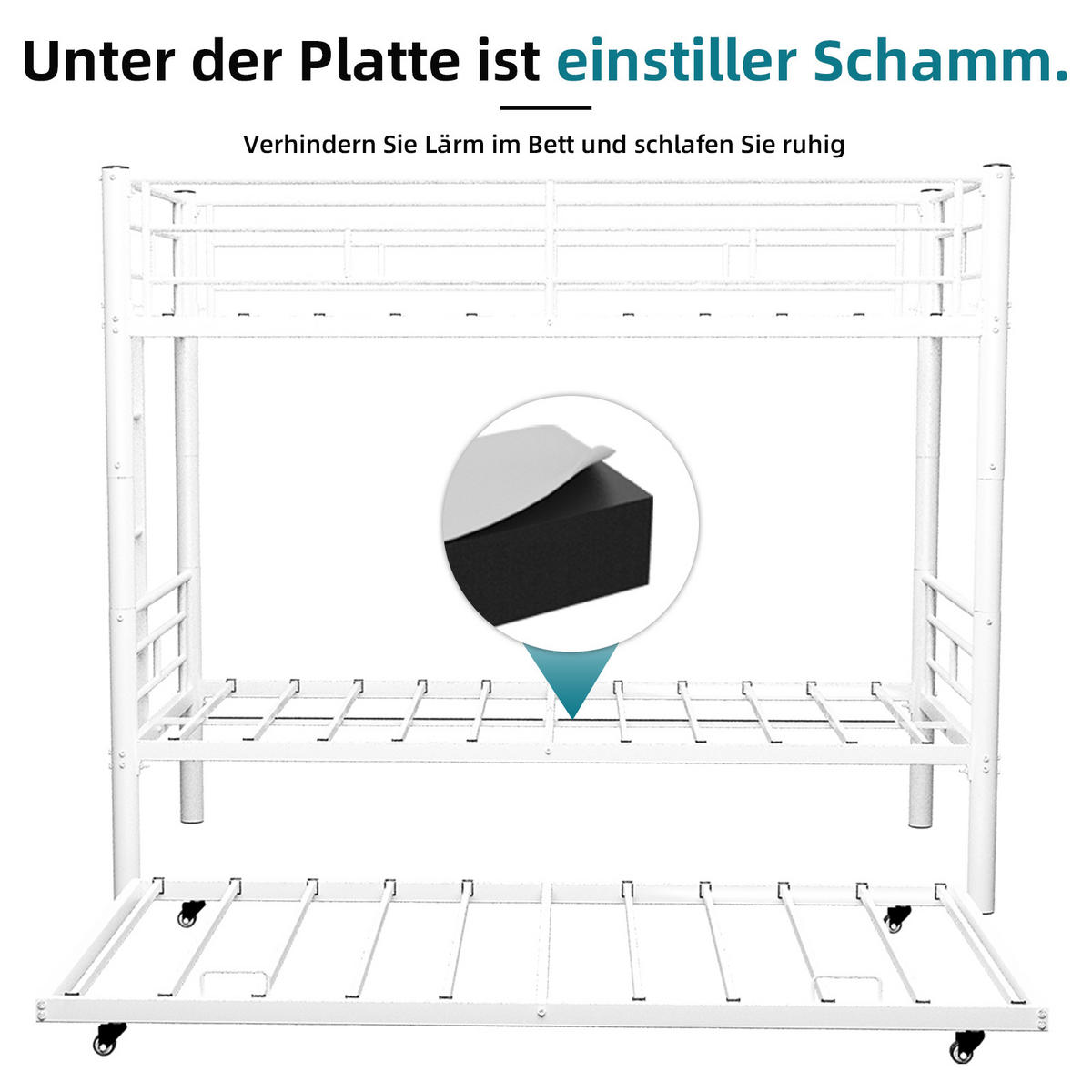 ETAGENBETT Metall Grau 90x200 cm 2-tlg. - Weiß, Metall (90/200cm) - ComfortXL