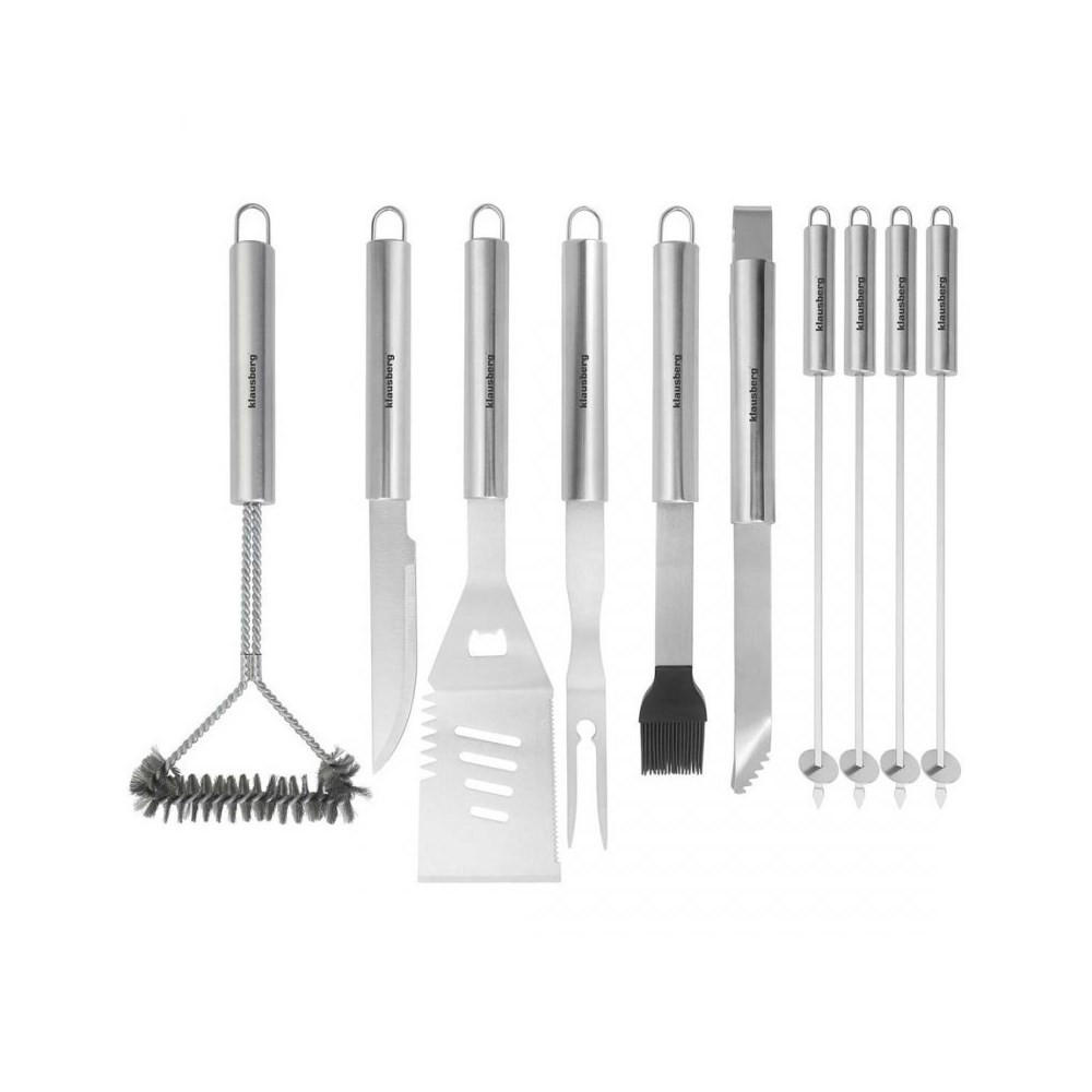 GRILLBESTECK Silber 46/22/8 cm KB7901 - Silberfarben, Metall (22/8/46cm) - Klausberg 