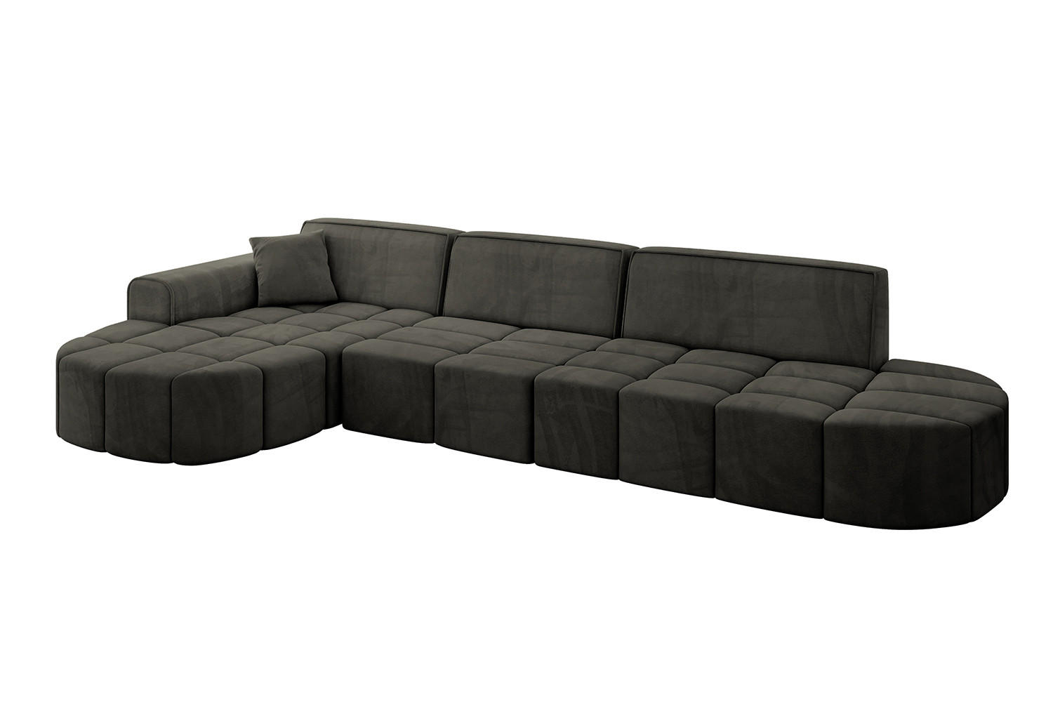 ECKSOFA Ottomane Links LIVO-L2 - 337x173x79,5 cm Schwarz - Schwarz, Holzwerkstoff/Textil (337/173cm) - ALTDECOR