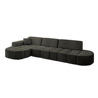 ECKSOFA Ottomane Links LIVO-L2 - 337x173x79,5 cm Schwarz - Schwarz, Holzwerkstoff/Textil (337/173cm) - ALTDECOR